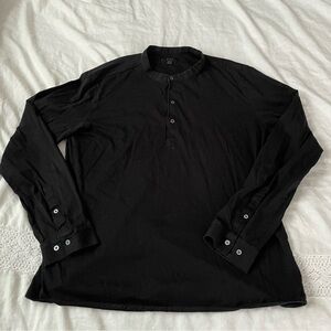 COS XL Black Cotton Jersey Long Sleeve Top Black Buttons Shirt 100% cotton